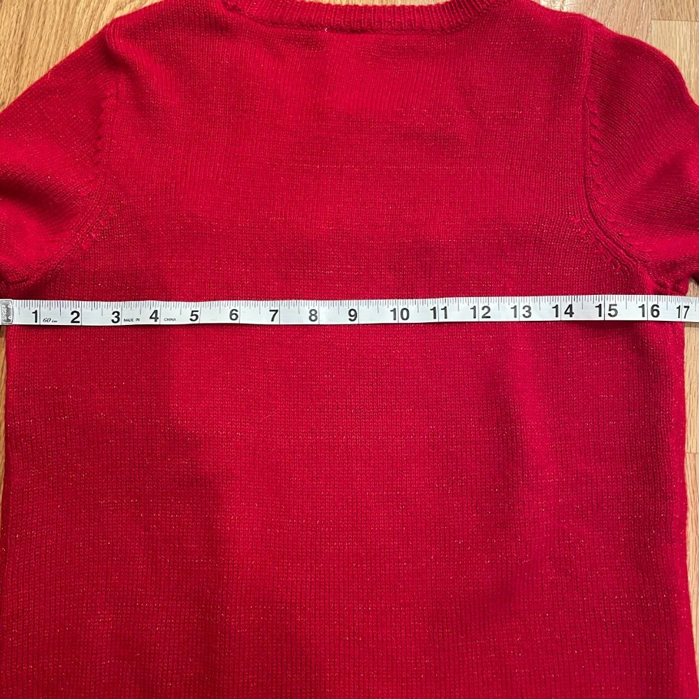 Women’s Red Reindeer Jingle Bells Metallic Shimmer Christmas Sweater Size Sm 4-6 - Picture 7 of 7